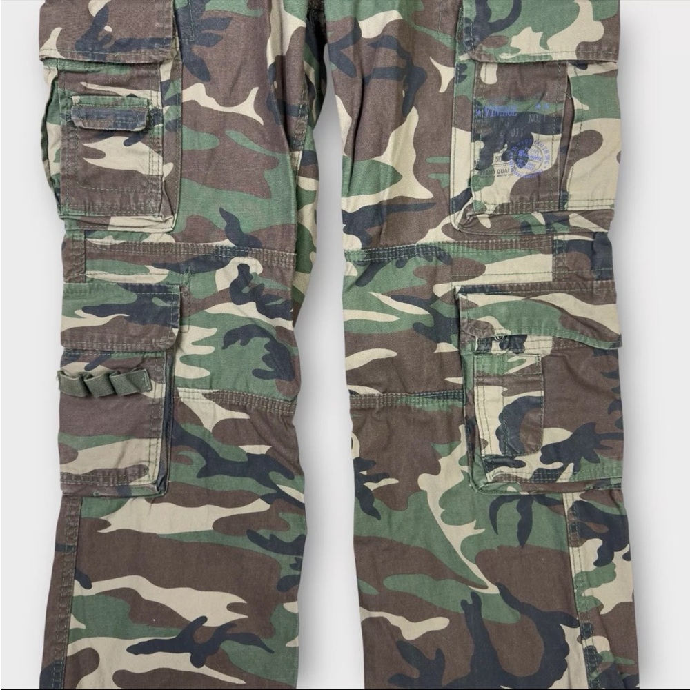 Brandit Individual Wear Camo Cargo Pants Mens M 32x30 Green Woodland drawstring - Picture 7 of 16